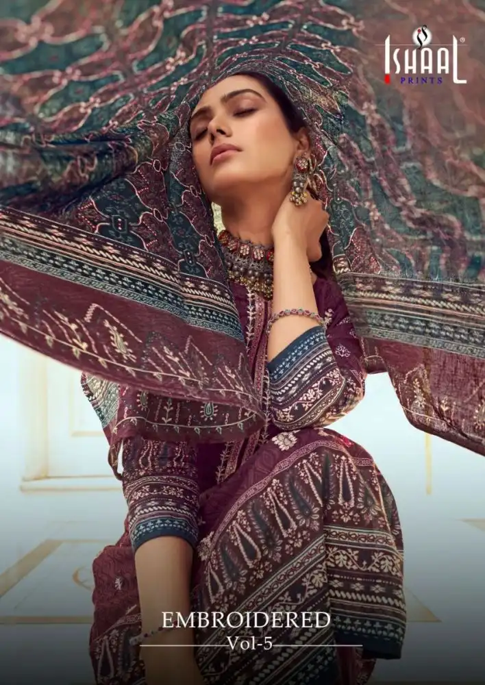 ISHAAL EMBROIDERED LAWN VOL 5 WITH OPEN IMAGES